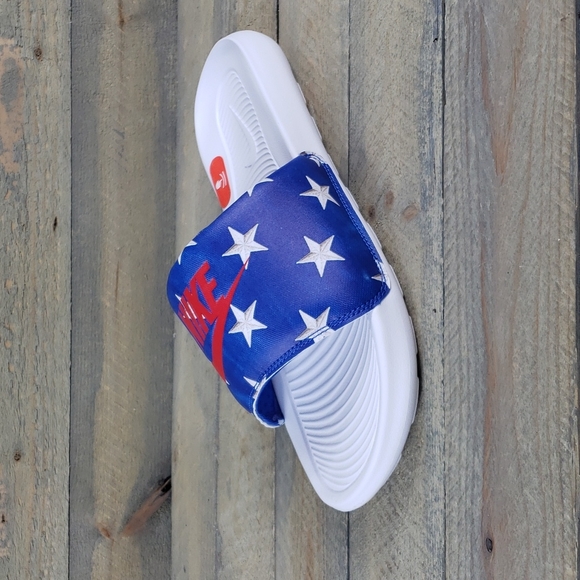 Nike Victori One Stars Print Comfort Slides Sandals Blue,Red,White NEW - Picture 4 of 10